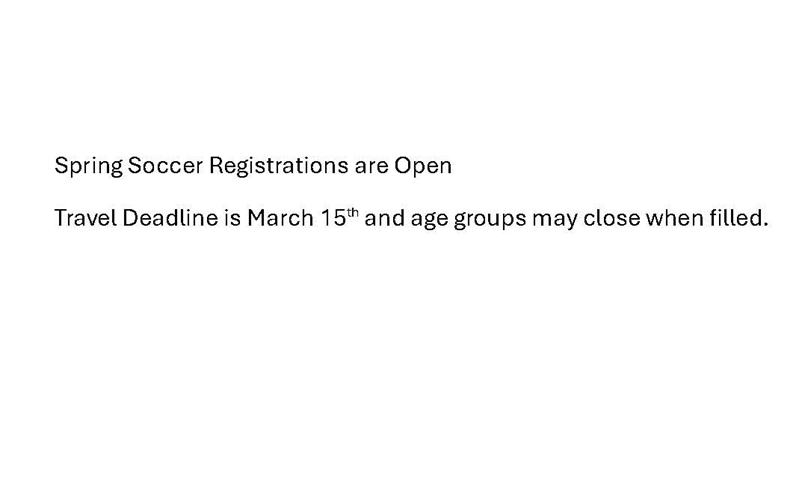 Spring Soccer Registrations Open